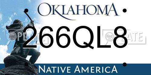 266QL8 Oklahoma License Plate