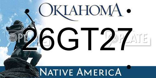 26GT27 Oklahoma License Plate