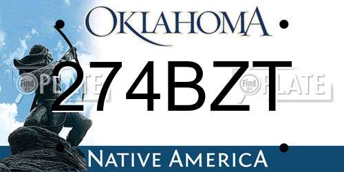 274BZT Oklahoma License Plate
