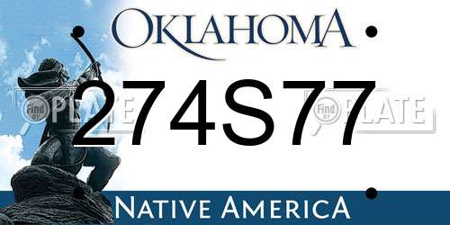 274S77 Oklahoma License Plate