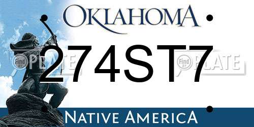 274ST7 Oklahoma License Plate