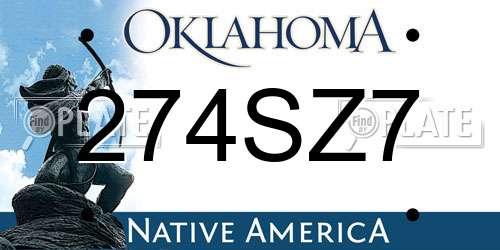 274SZ7 Oklahoma License Plate