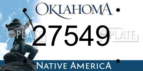 27549 Oklahoma License Plate