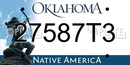 27587T3 Oklahoma License Plate