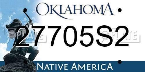 27705S2 Oklahoma License Plate