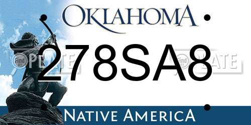 278SA8 Oklahoma License Plate
