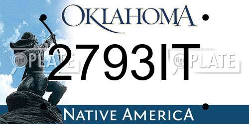 2793IT Oklahoma License Plate