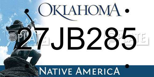 27JB285 Oklahoma License Plate