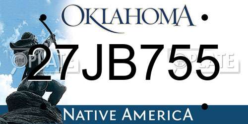 27JB755 Oklahoma License Plate