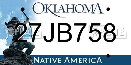 27JB758 Oklahoma License Plate
