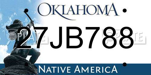27JB788 Oklahoma License Plate