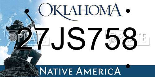 27JS758 Oklahoma License Plate