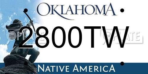 2800TW Oklahoma License Plate