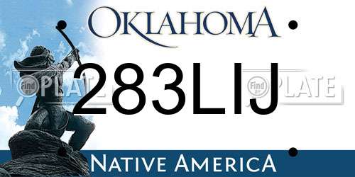 283LIJ Oklahoma License Plate