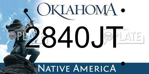 2840JT Oklahoma License Plate