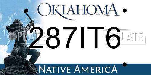 287IT6 Oklahoma License Plate