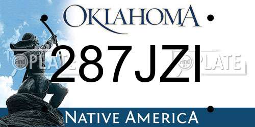 287JZI Oklahoma License Plate