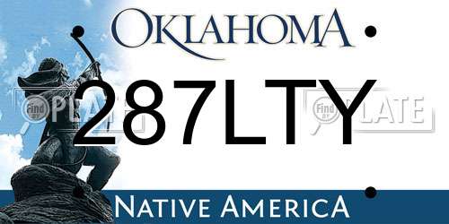 287LTY Oklahoma License Plate