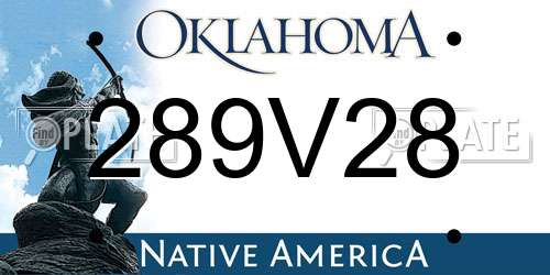 289V28 Oklahoma License Plate