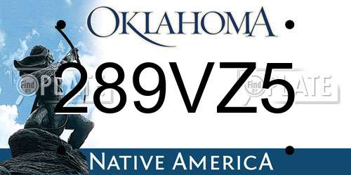 289VZ5 Oklahoma License Plate
