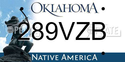289VZB Oklahoma License Plate