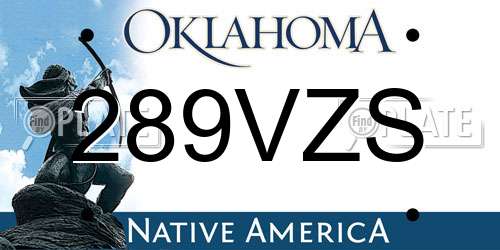 289VZS Oklahoma License Plate