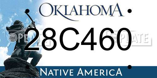 28C460 Oklahoma License Plate
