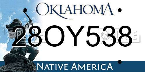28OY538 Oklahoma License Plate