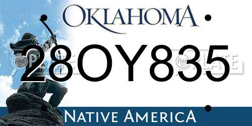 28OY835 Oklahoma License Plate