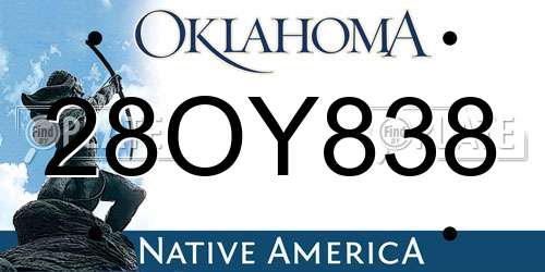 28OY838 Oklahoma License Plate
