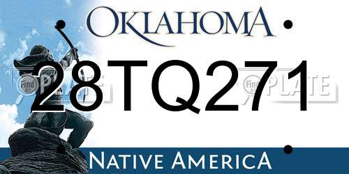 28TQ271 Oklahoma License Plate