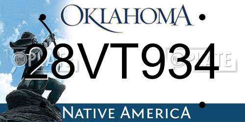 28VT934 Oklahoma License Plate