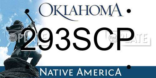 293SCP Oklahoma License Plate