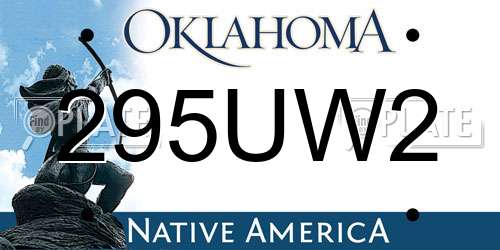 295UW2 Oklahoma License Plate