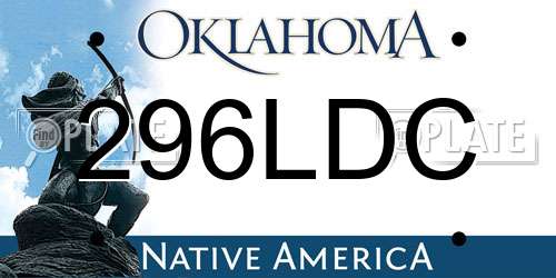 296LDC Oklahoma License Plate