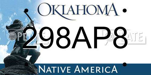 298AP8 Oklahoma License Plate