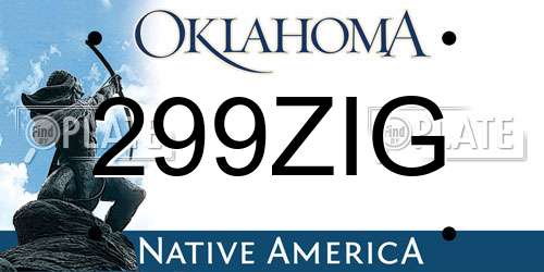 299ZIG Oklahoma License Plate