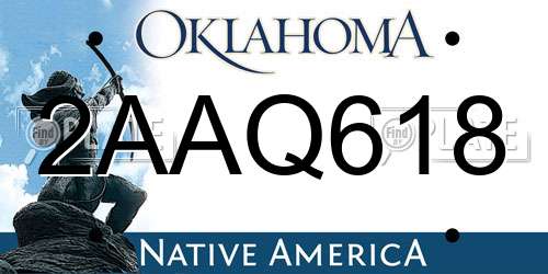 2AAQ618 Oklahoma License Plate