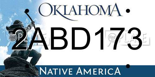 2ABD173 Oklahoma License Plate