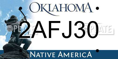 2AFJ30 Oklahoma License Plate