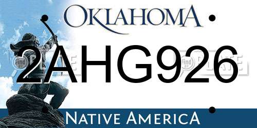 2AHG926 Oklahoma License Plate