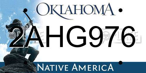 2AHG976 Oklahoma License Plate