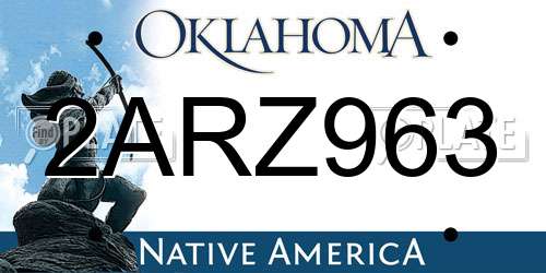 2ARZ963 Oklahoma License Plate
