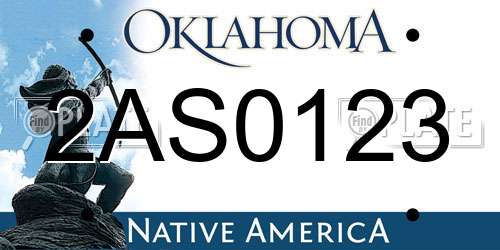 2AS0123 Oklahoma License Plate