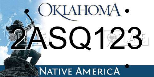 2ASQ123 Oklahoma License Plate