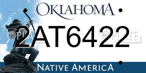 2AT6422 Oklahoma License Plate