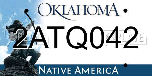 2ATQ042 Oklahoma License Plate
