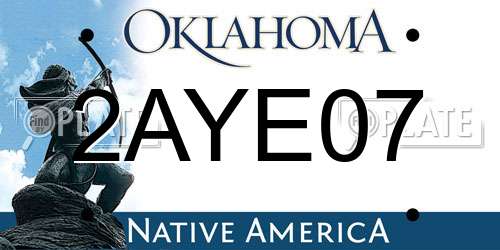 2AYE07 Oklahoma License Plate