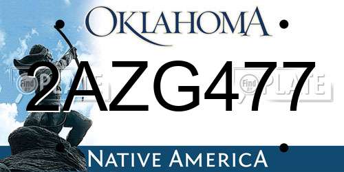 2AZG477 Oklahoma License Plate
