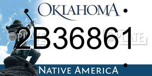 2B36861 Oklahoma License Plate